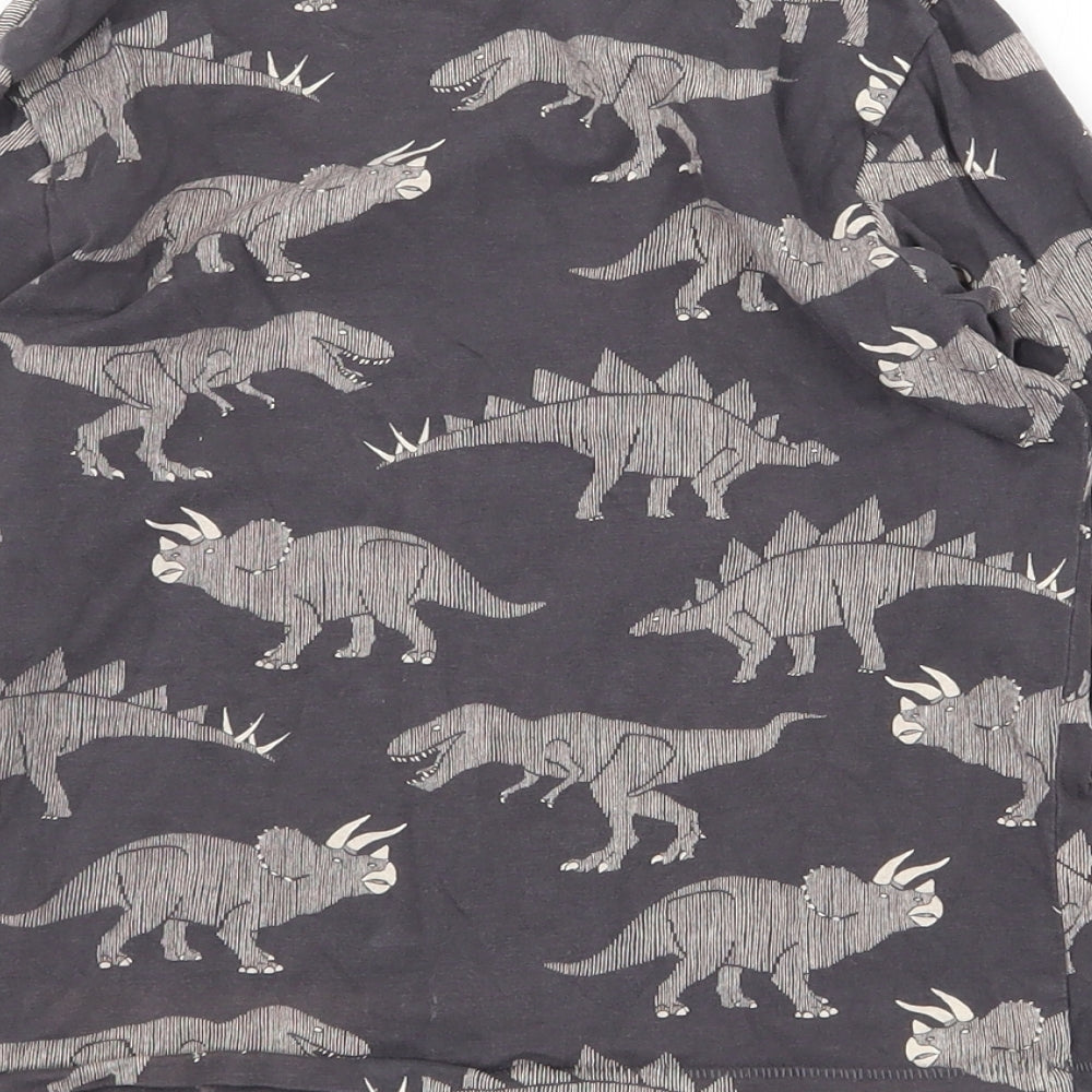 Marks and Spencer Boys Grey Geometric Cotton Basic T-Shirt Size 6-7 Years Round Neck Pullover - Dinosaur
