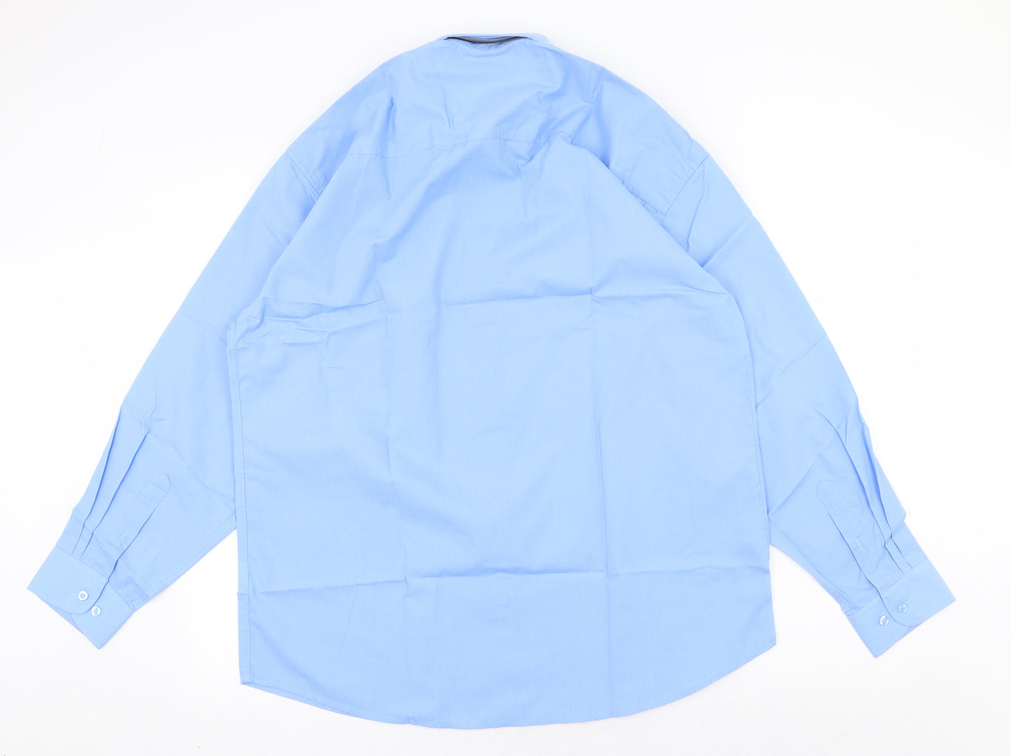 Uneek Mens Blue Cotton Dress Shirt Size L Collared Button