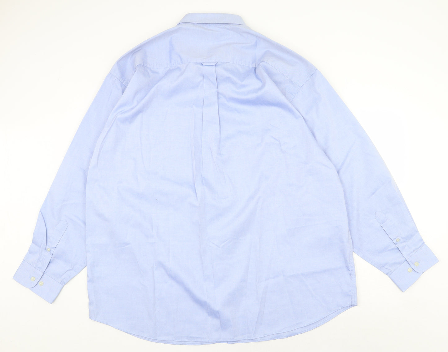 Kustom Kit Mens Blue Cotton Dress Shirt Size 19 Collared Button