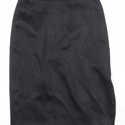 Preworn Womens Black Polyester Straight & Pencil Skirt Size 10 Zip