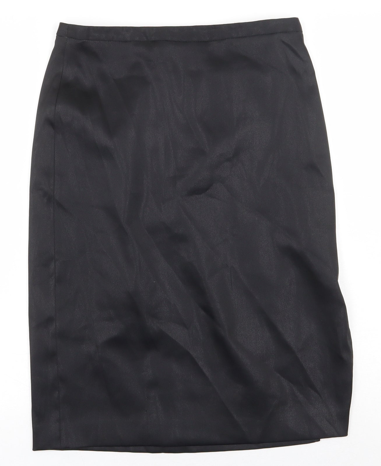 Preworn Womens Black Polyester Straight & Pencil Skirt Size 10 Zip