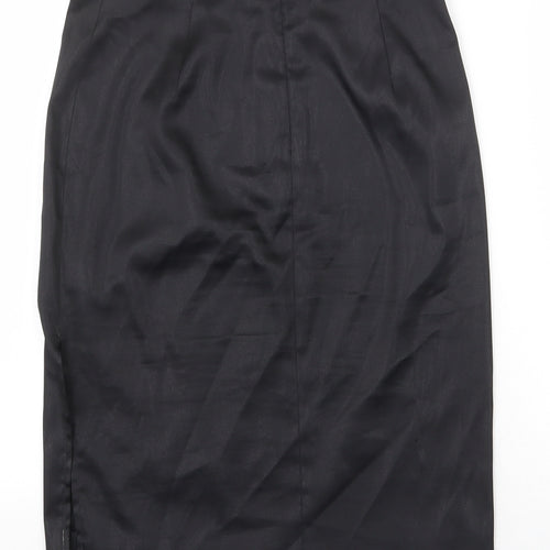 Preworn Womens Black Polyester Straight & Pencil Skirt Size 10 Zip