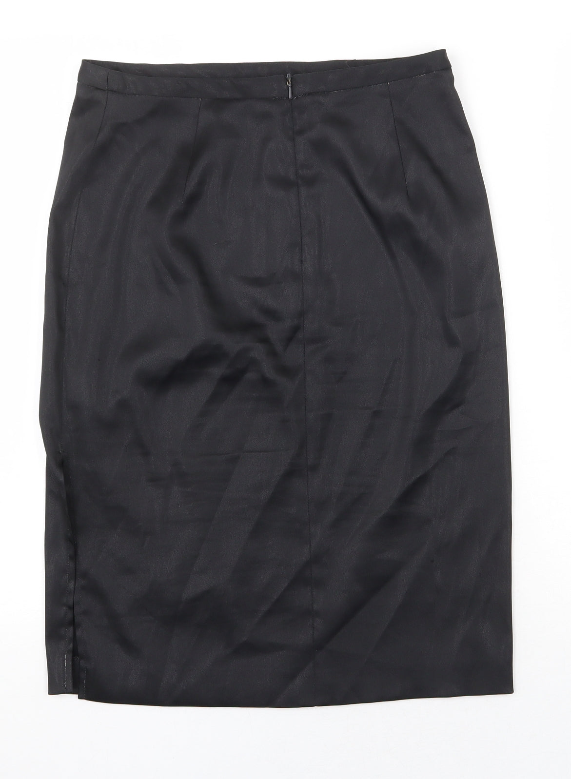Preworn Womens Black Polyester Straight & Pencil Skirt Size 10 Zip