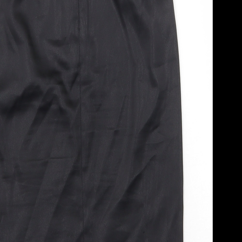 Preworn Womens Black Polyester Straight & Pencil Skirt Size 10 Zip