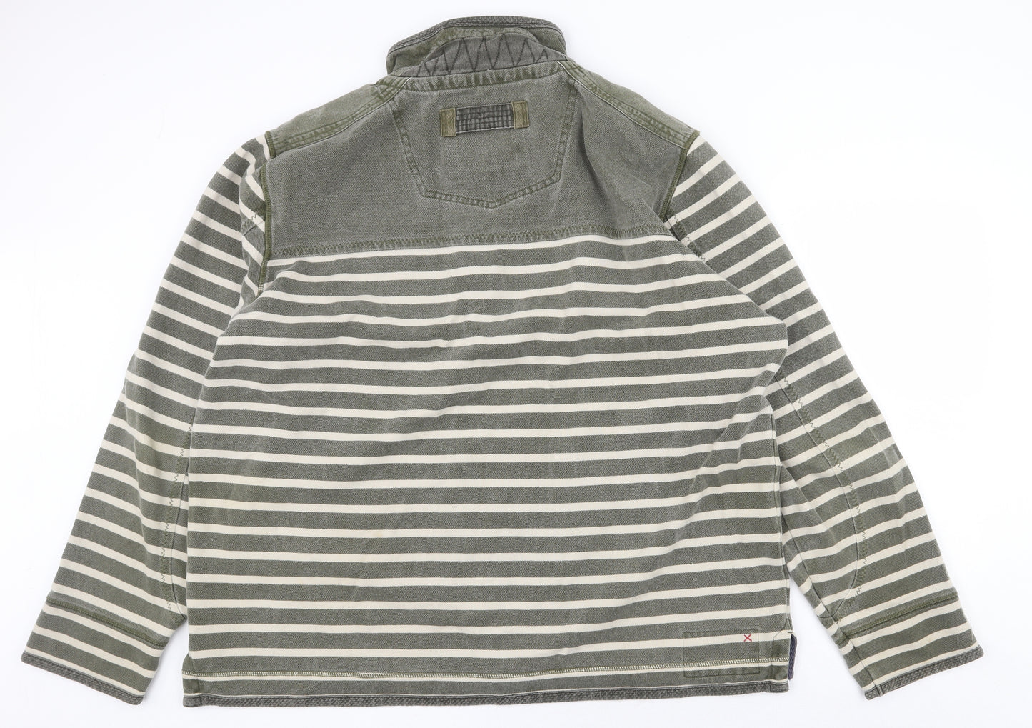 Fat Face Mens Green Striped Cotton Pullover Sweatshirt Size 2XL