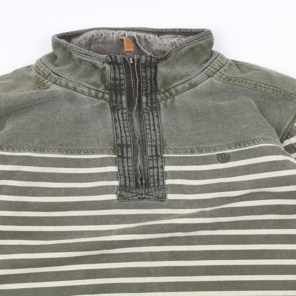 Fat Face Mens Green Striped Cotton Pullover Sweatshirt Size 2XL
