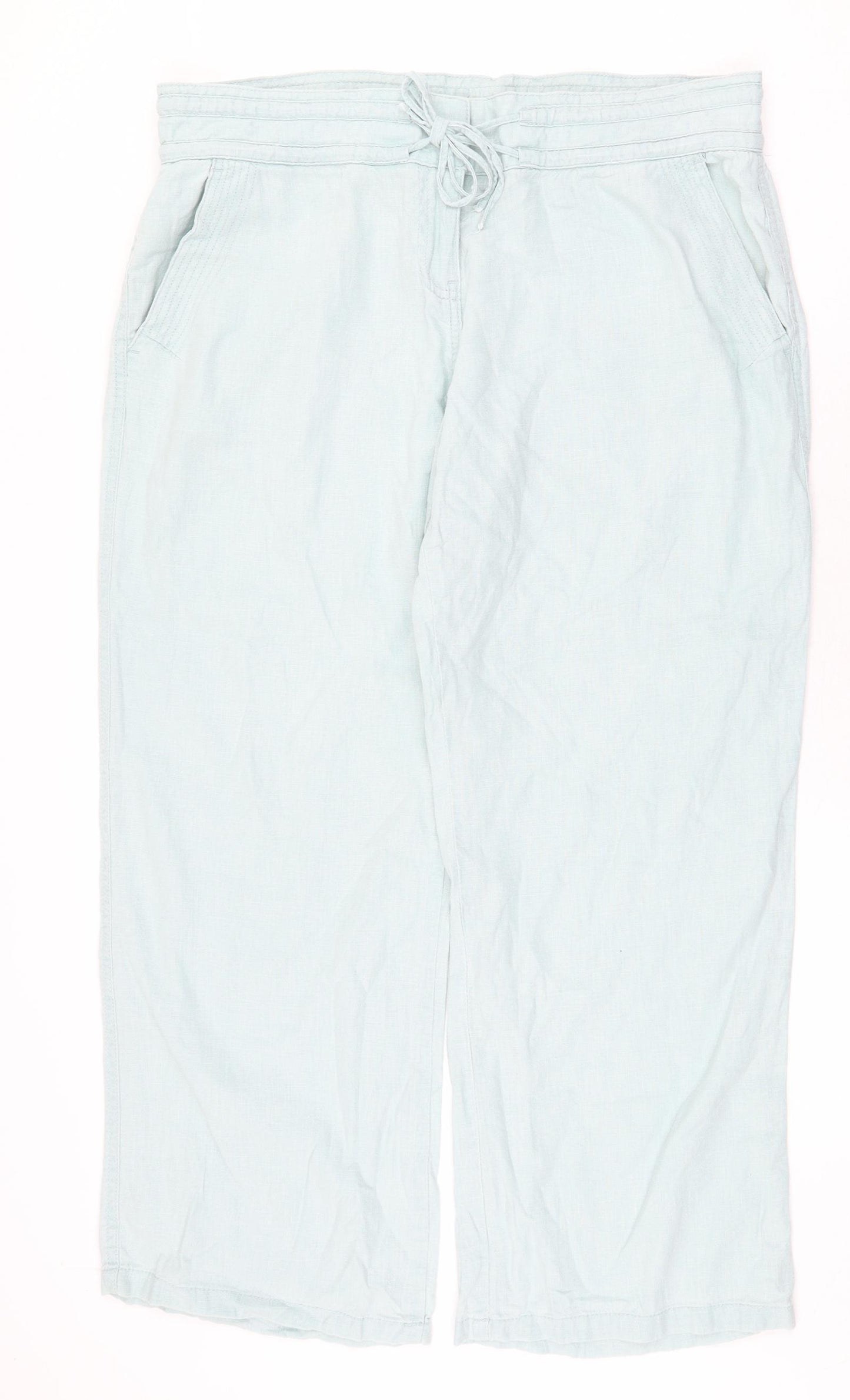 NEXT Womens Green Linen Jogger Trousers Size 16 Regular Zip