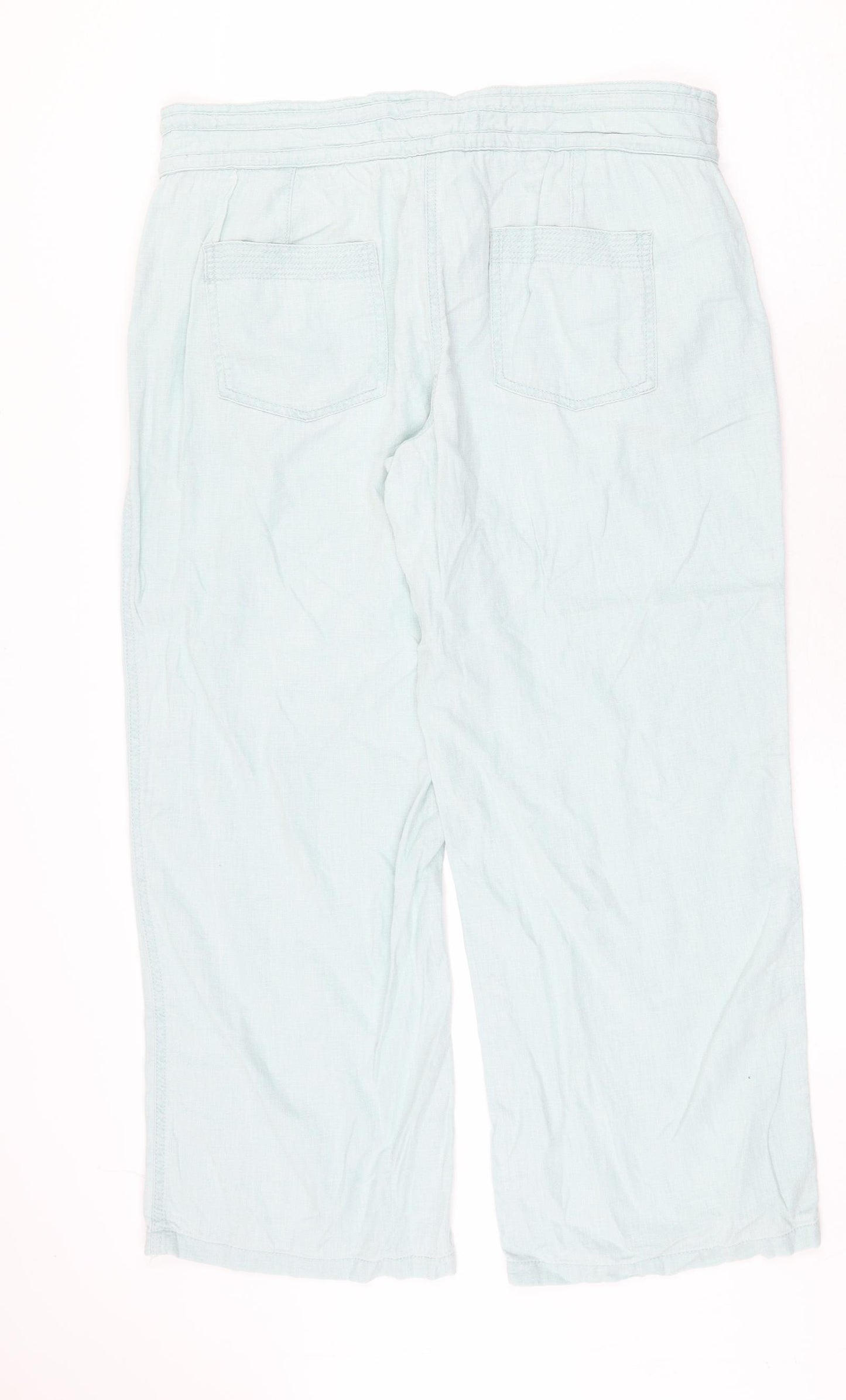 NEXT Womens Green Linen Jogger Trousers Size 16 Regular Zip