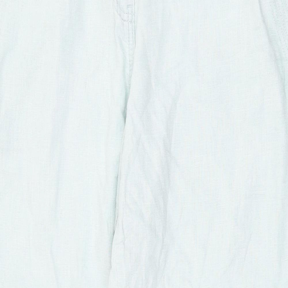NEXT Womens Green Linen Jogger Trousers Size 16 Regular Zip