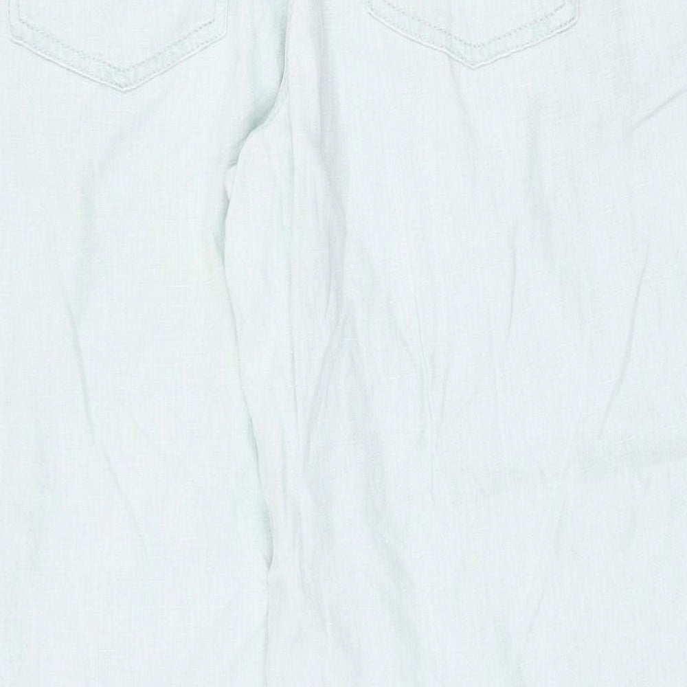 NEXT Womens Green Linen Jogger Trousers Size 16 Regular Zip
