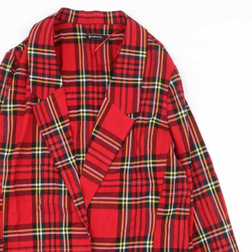 Stradivarius Womens Red Geometric Jacket Size L