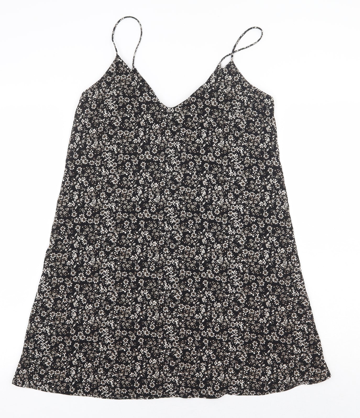Atmosphere Womens Black Floral Polyester Slip Dress Size 8 V-Neck Pullover