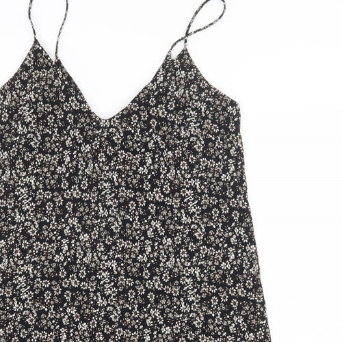 Atmosphere Womens Black Floral Polyester Slip Dress Size 8 V-Neck Pullover