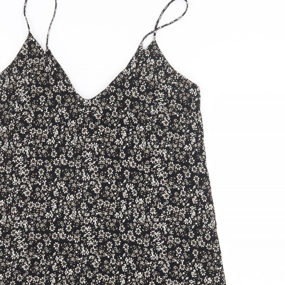 Atmosphere Womens Black Floral Polyester Slip Dress Size 8 V-Neck Pullover