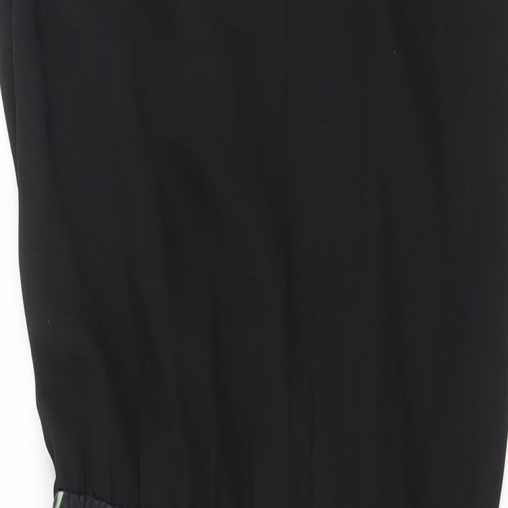 Oasis Womens Black Floral Polyester A-Line Size 12 V-Neck Button