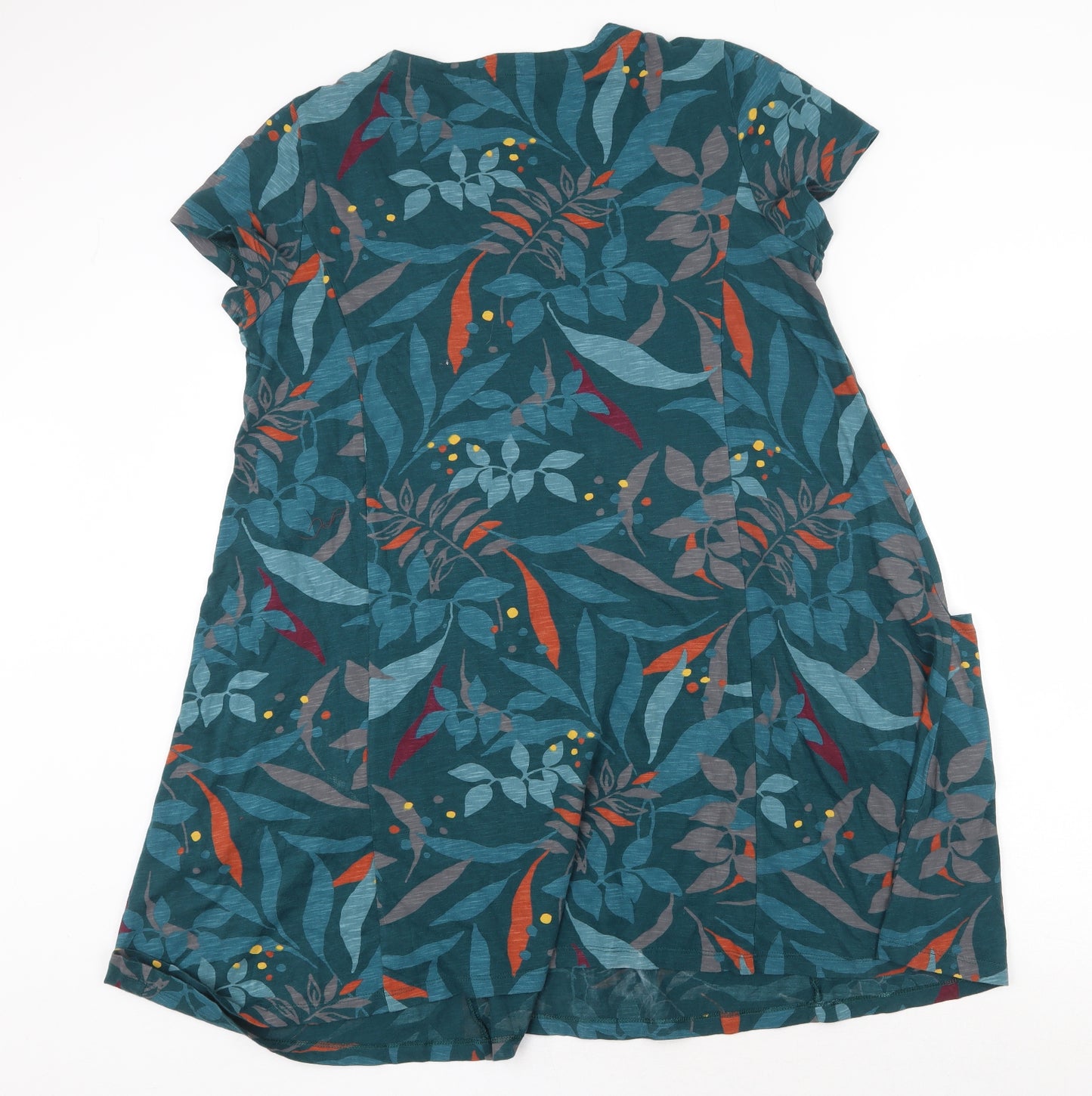 Seasalt Cornwall Womens Green Geometric 100% Cotton A-Line Size 14 Round Neck Pullover - Leaf Print
