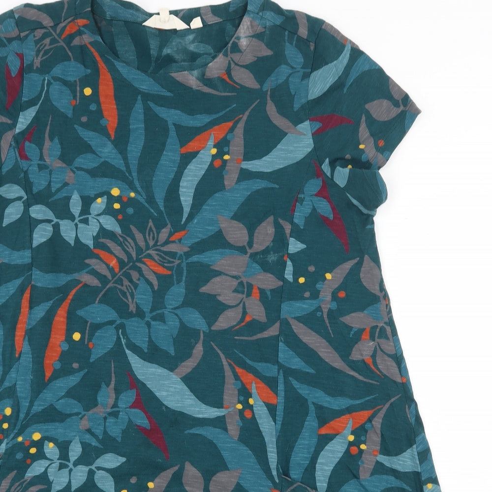 Seasalt Cornwall Womens Green Geometric 100% Cotton A-Line Size 14 Round Neck Pullover - Leaf Print