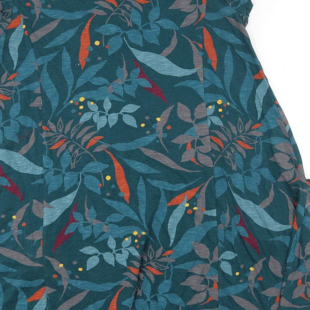 Seasalt Cornwall Womens Green Geometric 100% Cotton A-Line Size 14 Round Neck Pullover - Leaf Print