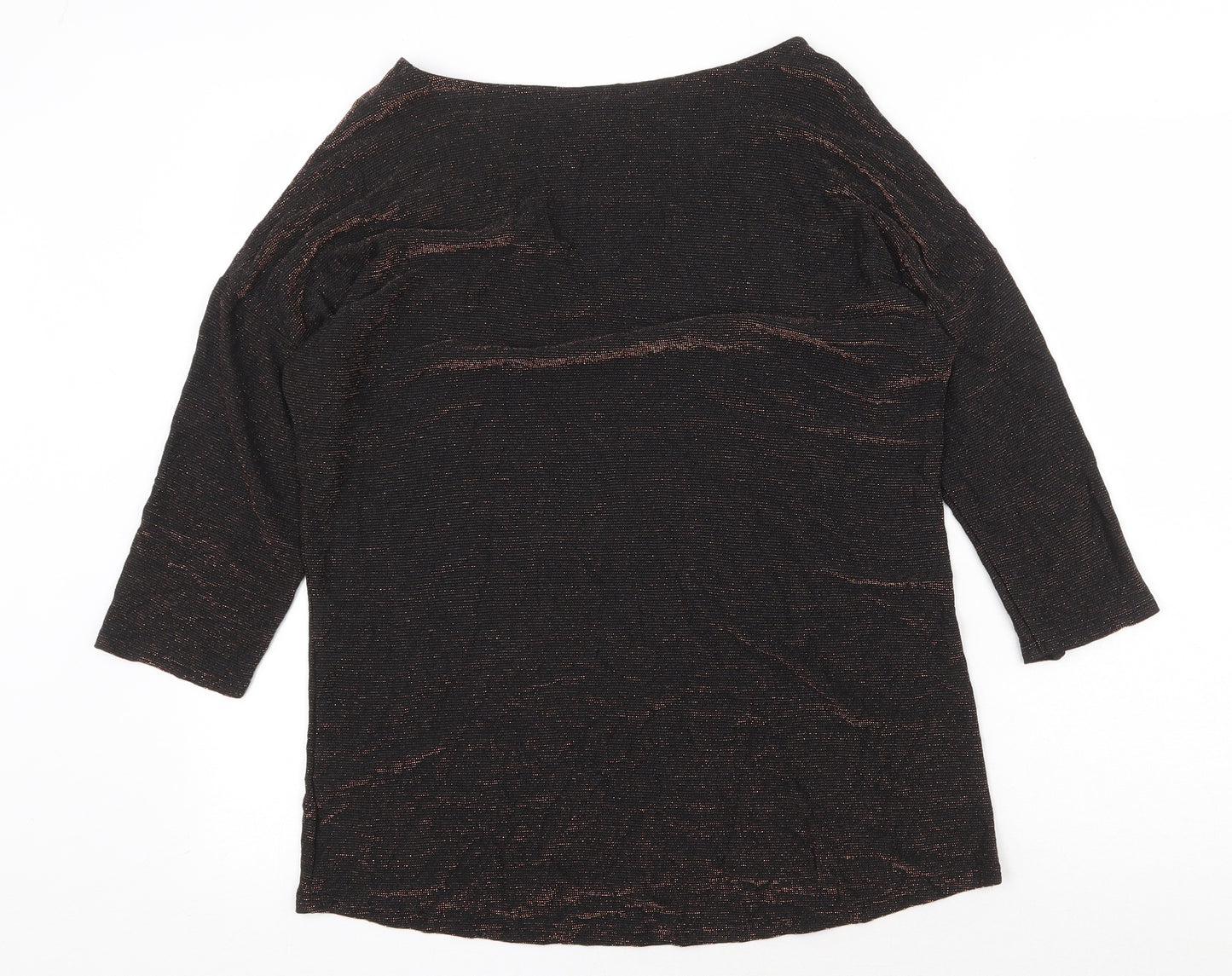 NEXT Womens Black Viscose Basic Blouse Size 12 Round Neck