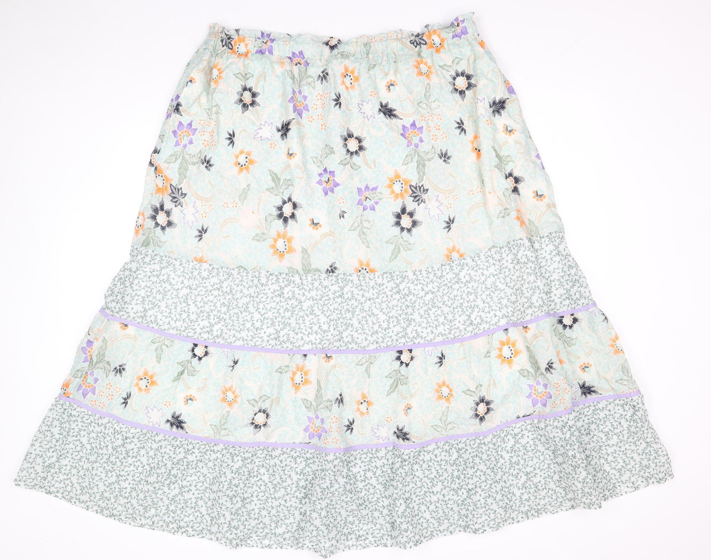 Per Una Womens Multicoloured Floral Cotton A-Line Skirt Size 18