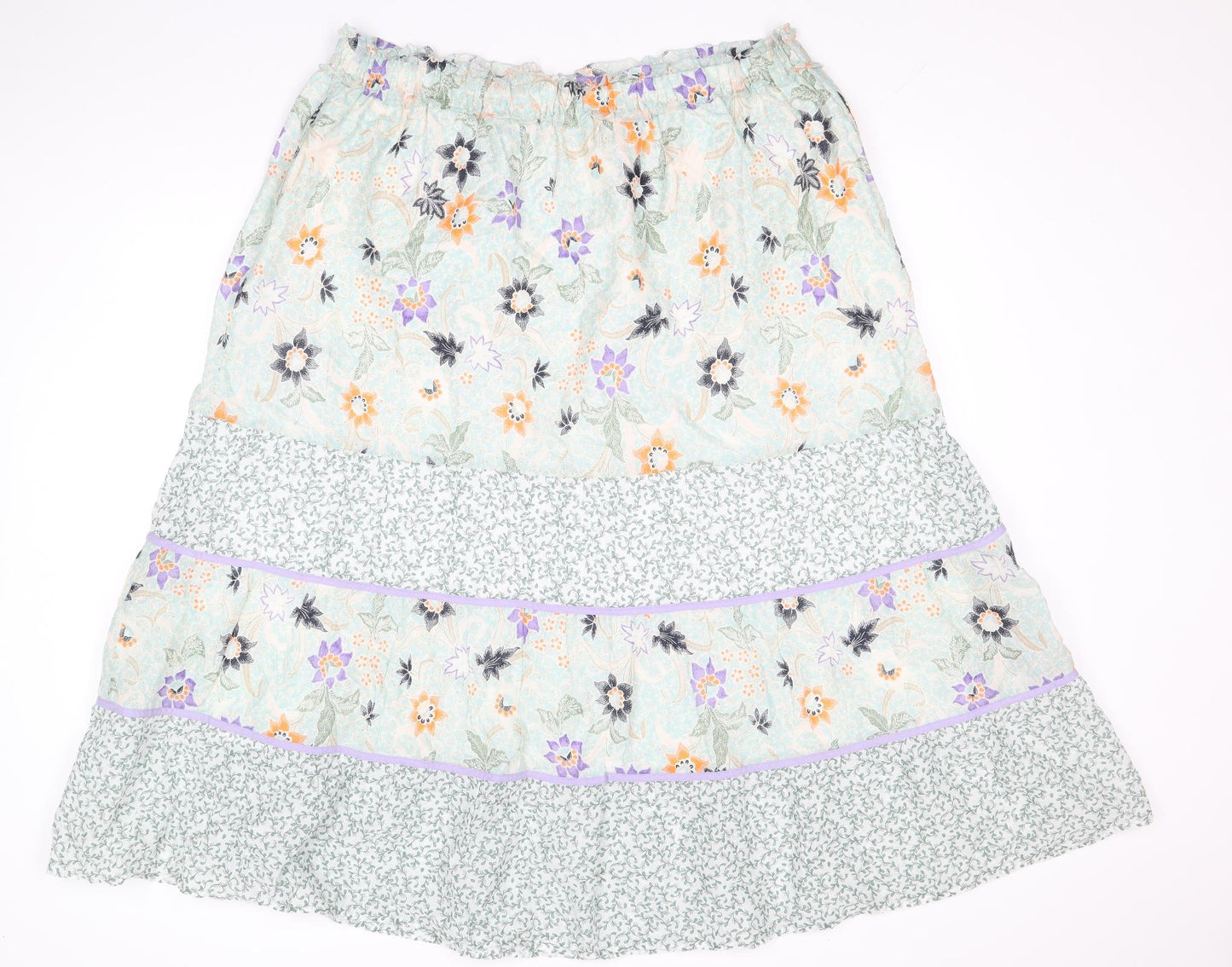 Per Una Womens Multicoloured Floral Cotton A-Line Skirt Size 18