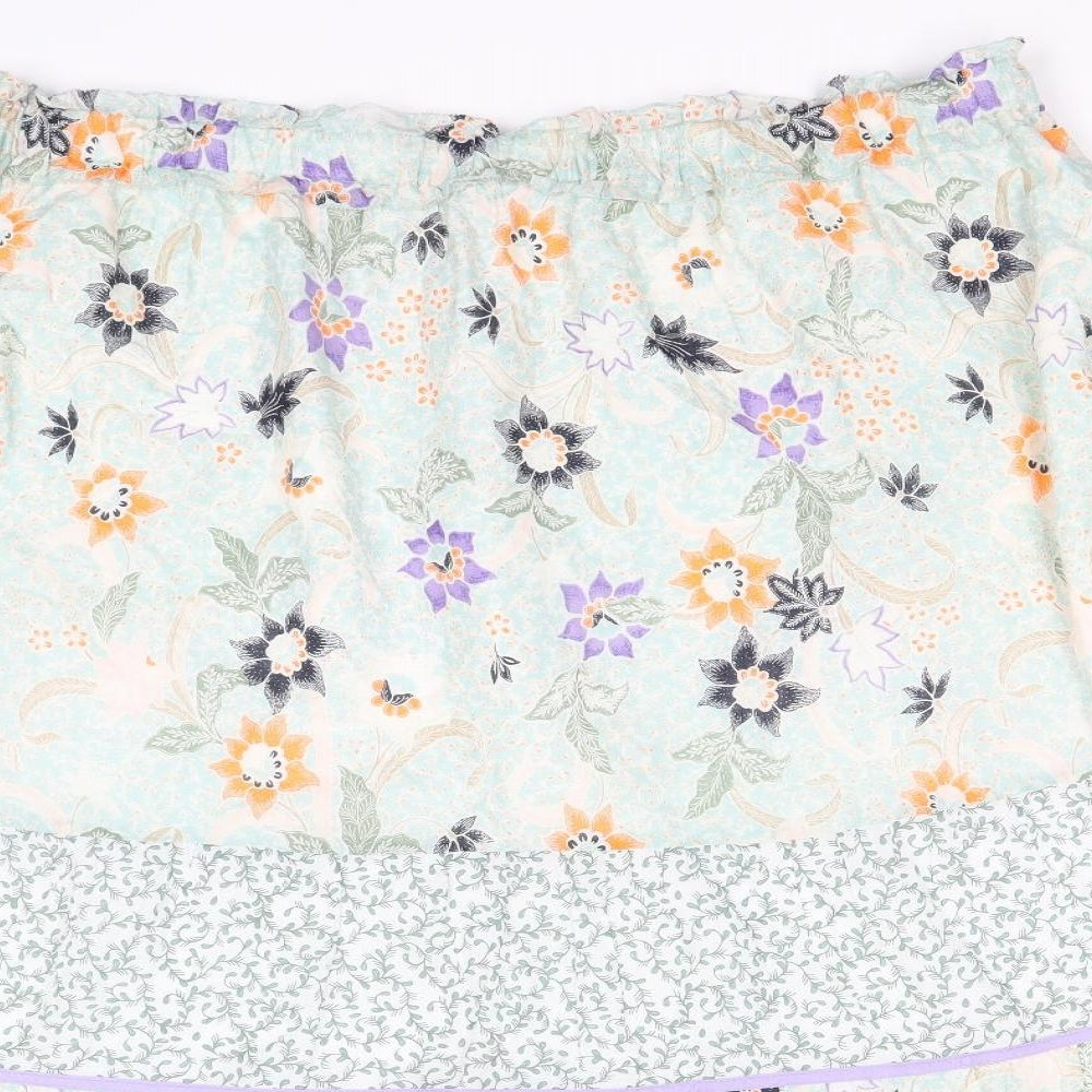 Per Una Womens Multicoloured Floral Cotton A-Line Skirt Size 18