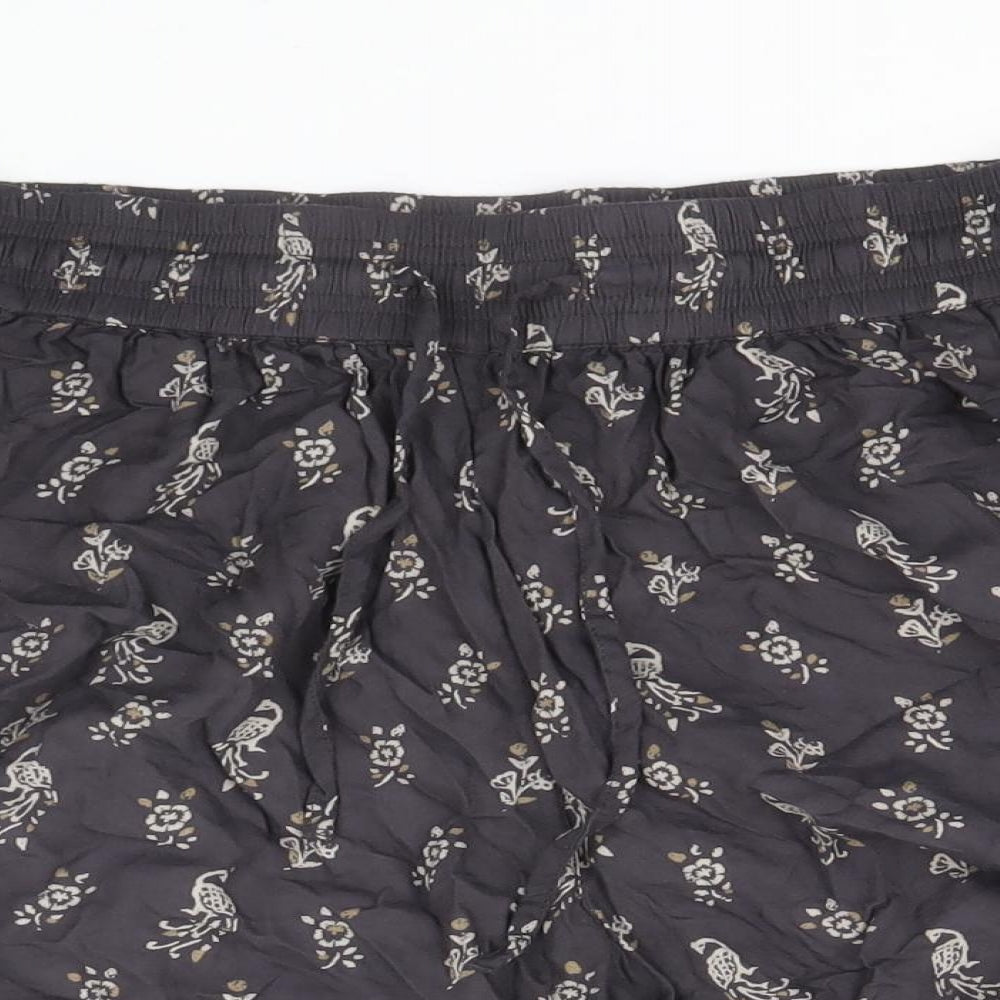 Fat Face Womens Grey Floral Viscose Bermuda Shorts Size 12 Regular Drawstring