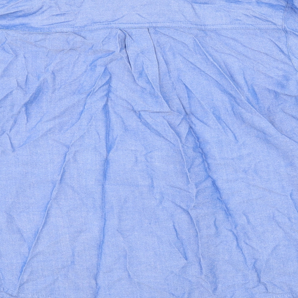 TU Womens Blue Viscose Basic Button-Up Size 10 Collared