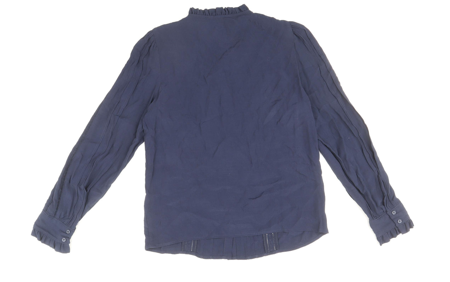 Marks and Spencer Womens Blue Viscose Basic Button-Up Size 16 Round Neck