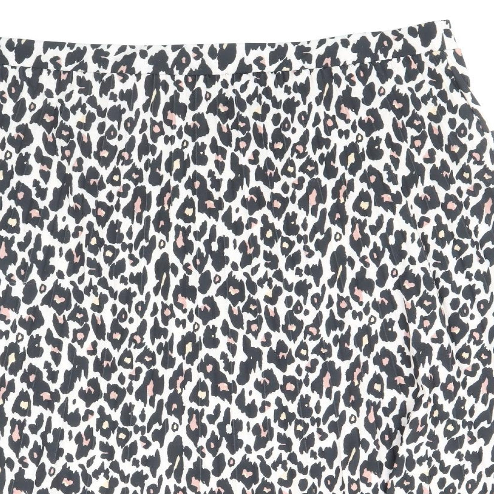 Marks and Spencer Womens Brown Animal Print Polyester Flare Skirt Size 18 - Leopard Pattern