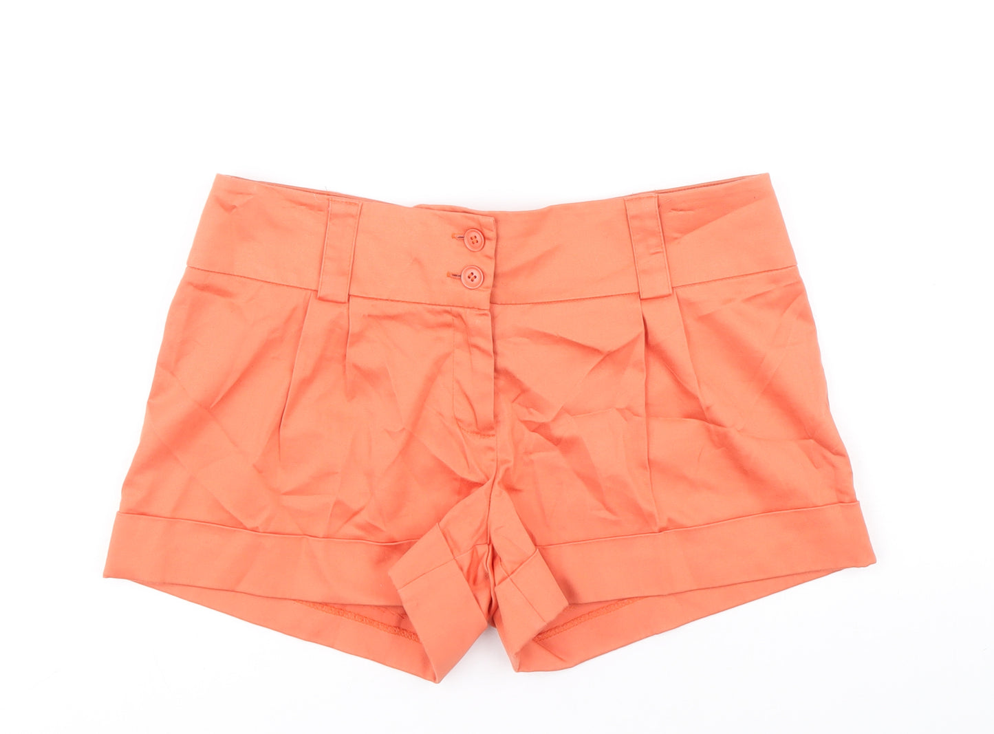 Lucy Womens Orange Cotton Chino Shorts Size 10 Regular Zip