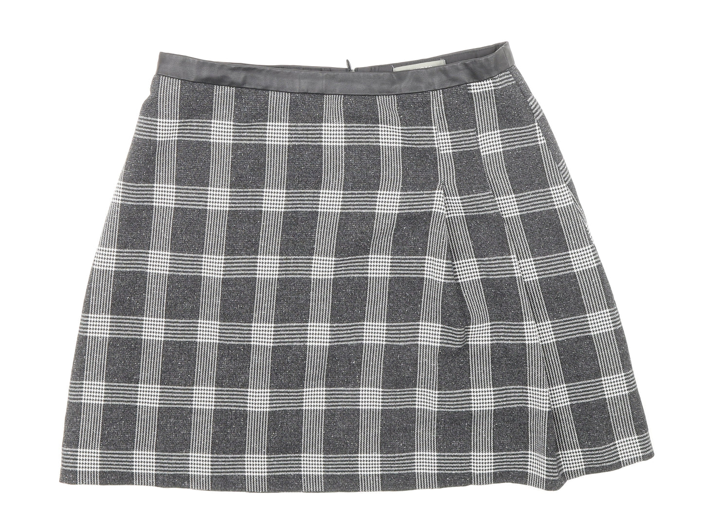 Oasis Womens Grey Plaid Viscose Mini Skirt Size 12 Zip