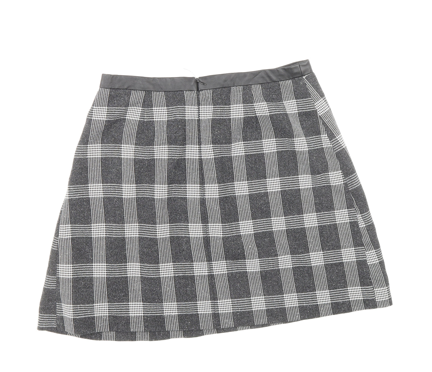 Oasis Womens Grey Plaid Viscose Mini Skirt Size 12 Zip