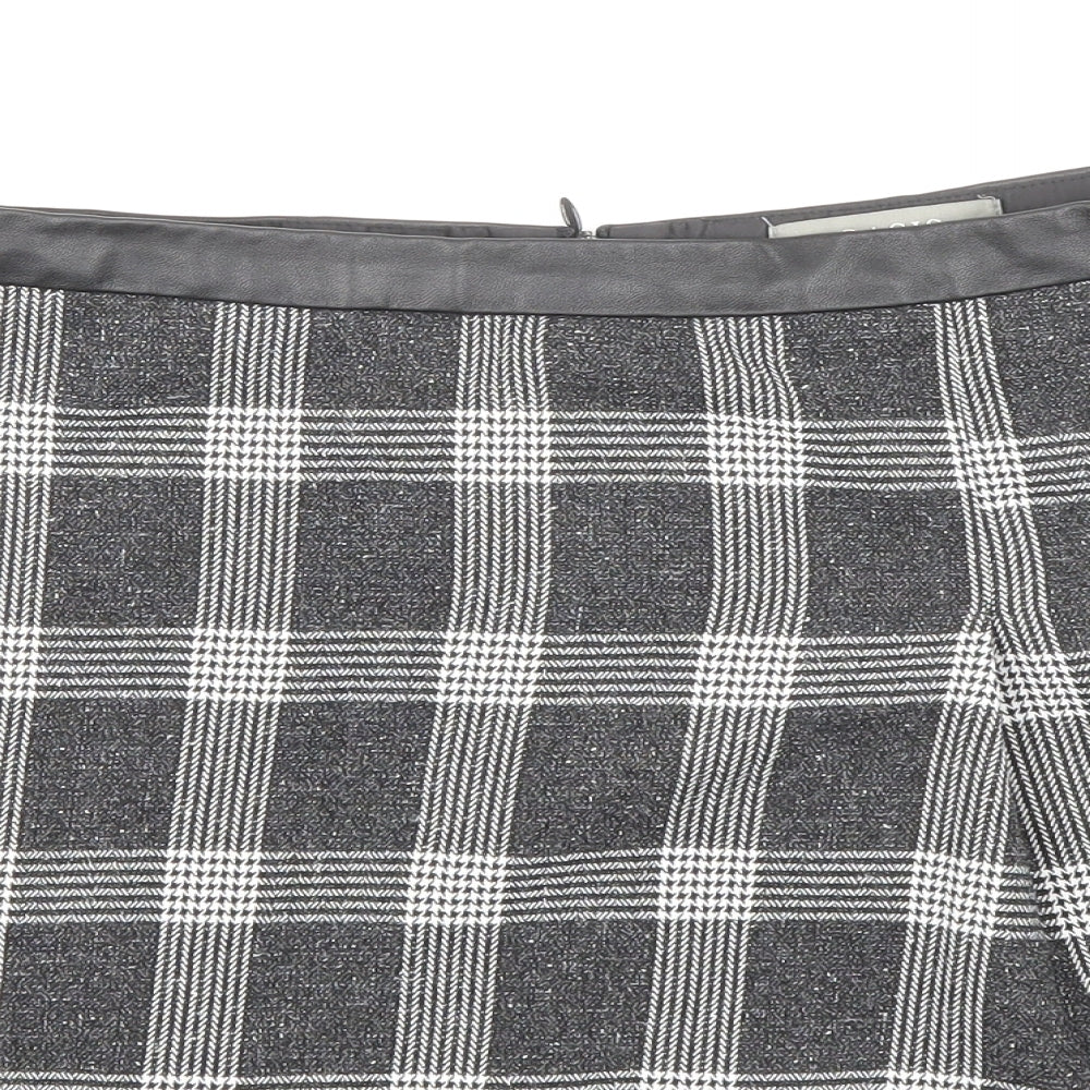 Oasis Womens Grey Plaid Viscose Mini Skirt Size 12 Zip