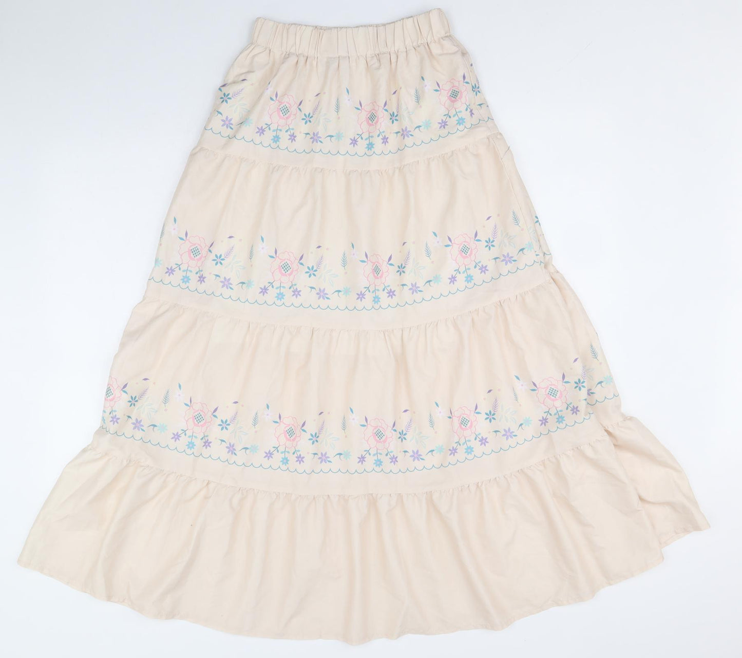 SheIn Womens Beige Geometric Polyester Peasant Skirt Size XS