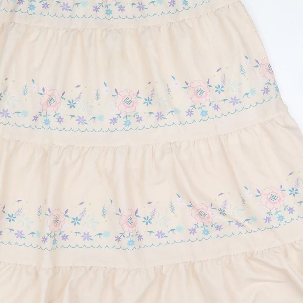 SheIn Womens Beige Geometric Polyester Peasant Skirt Size XS