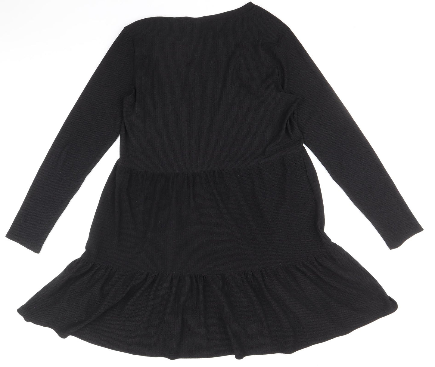 New Look Womens Black Polyester Fit & Flare Size 14 Boat Neck Pullover - Tiered