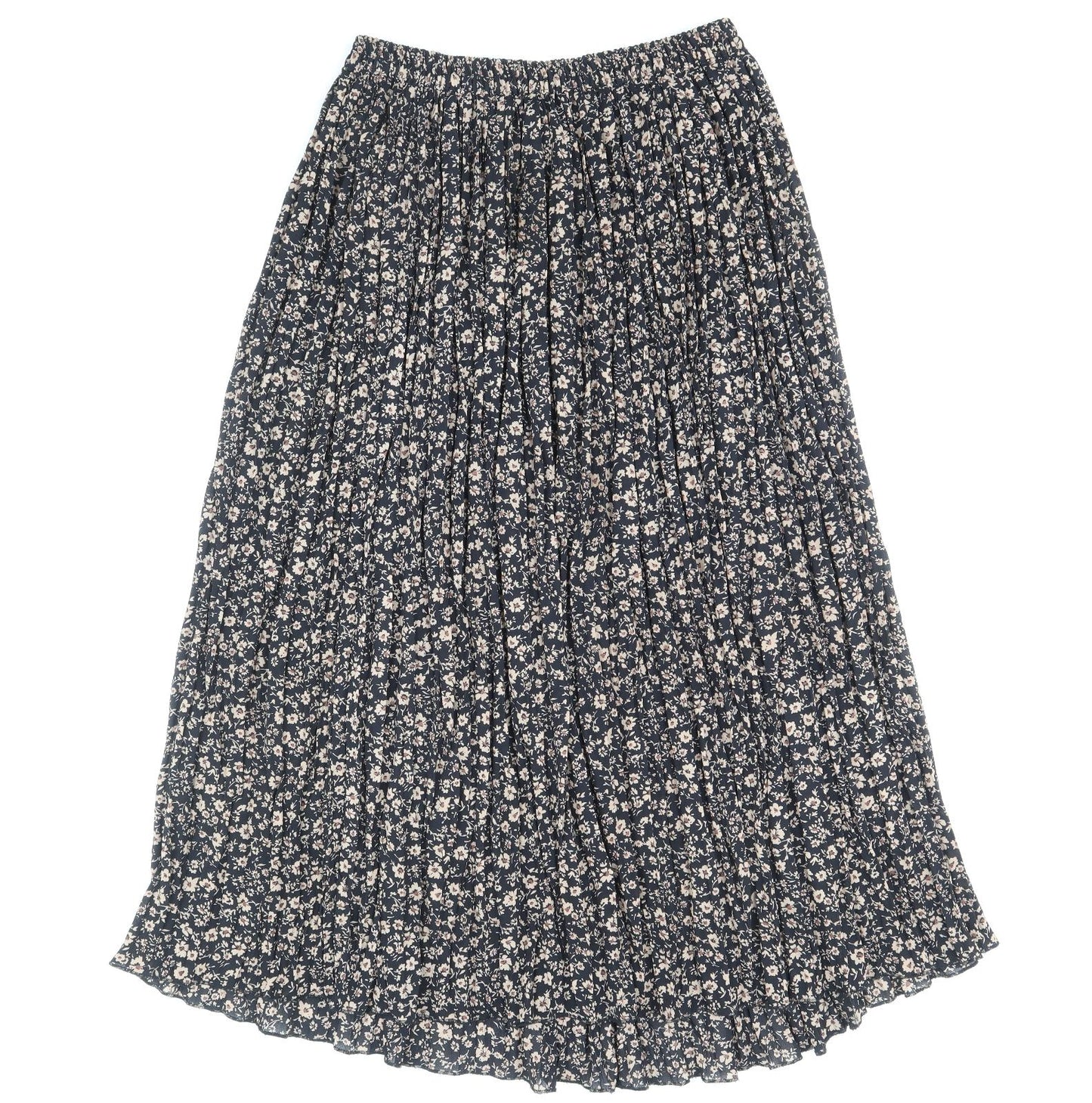 Marks and Spencer Womens Brown Geometric Polyester Pleated Skirt Size 14