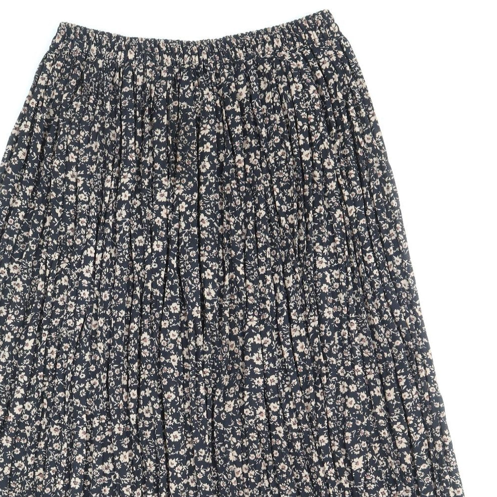 Marks and Spencer Womens Brown Geometric Polyester Pleated Skirt Size 14