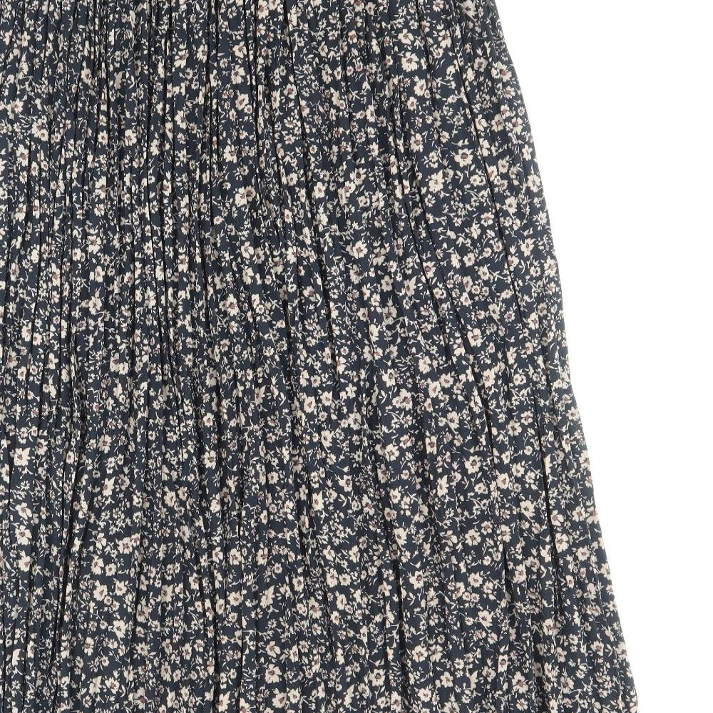 Marks and Spencer Womens Brown Geometric Polyester Pleated Skirt Size 14