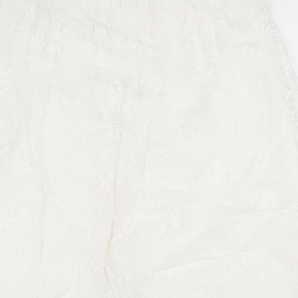 Per Una Womens White Geometric Viscose A-Line Skirt Size 10 Zip - Sheer Detail