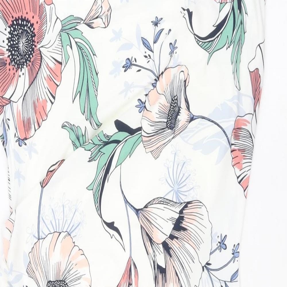 Per Una Womens White Floral Polyester Pencil Dress Size 14 Square Neck Pullover