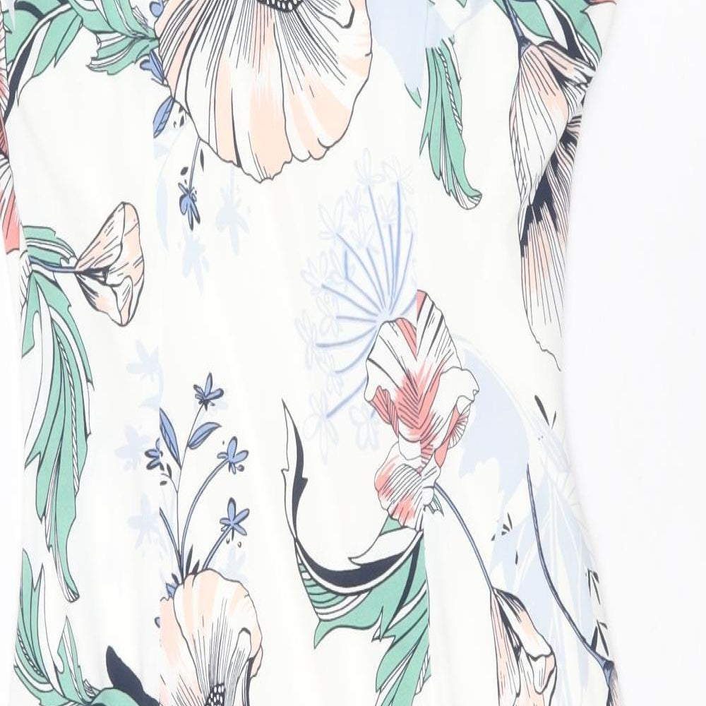 Per Una Womens White Floral Polyester Pencil Dress Size 14 Square Neck Pullover