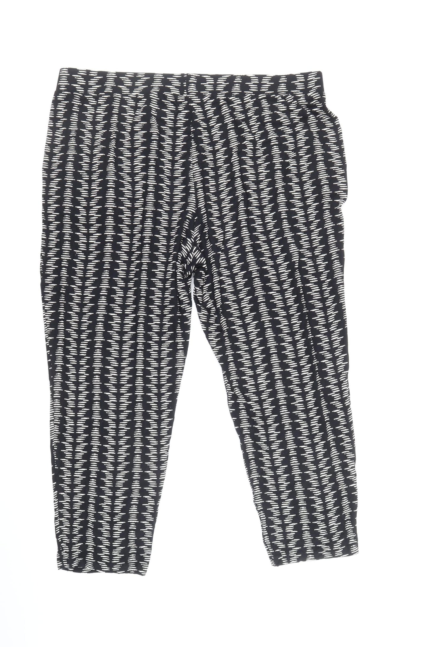 Marks and Spencer Womens Black Geometric Viscose Trousers Size 18 Regular