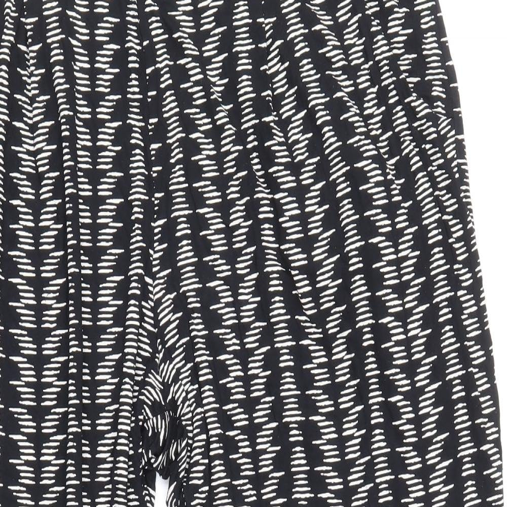 Marks and Spencer Womens Black Geometric Viscose Trousers Size 18 Regular