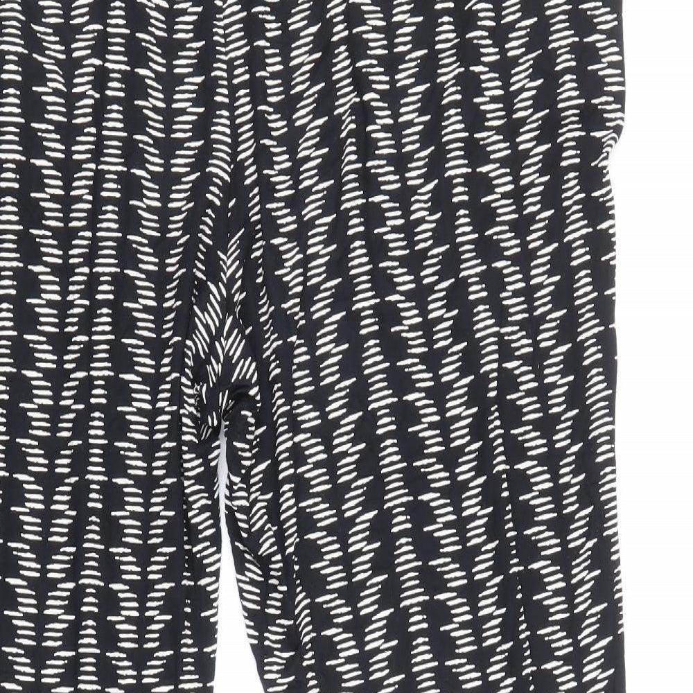 Marks and Spencer Womens Black Geometric Viscose Trousers Size 18 Regular