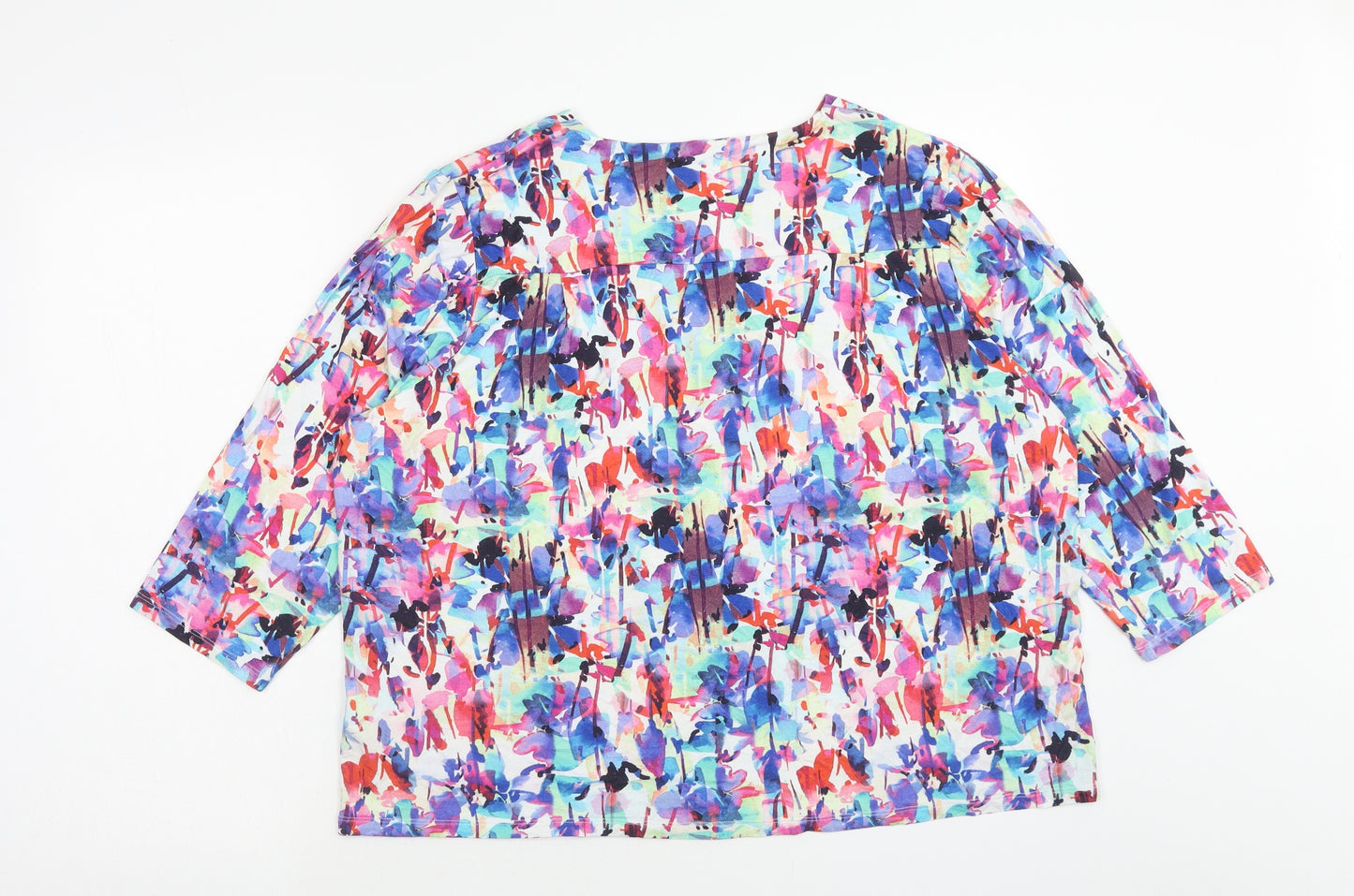 DASH Womens Multicoloured Geometric Viscose Basic Blouse Size 20 V-Neck