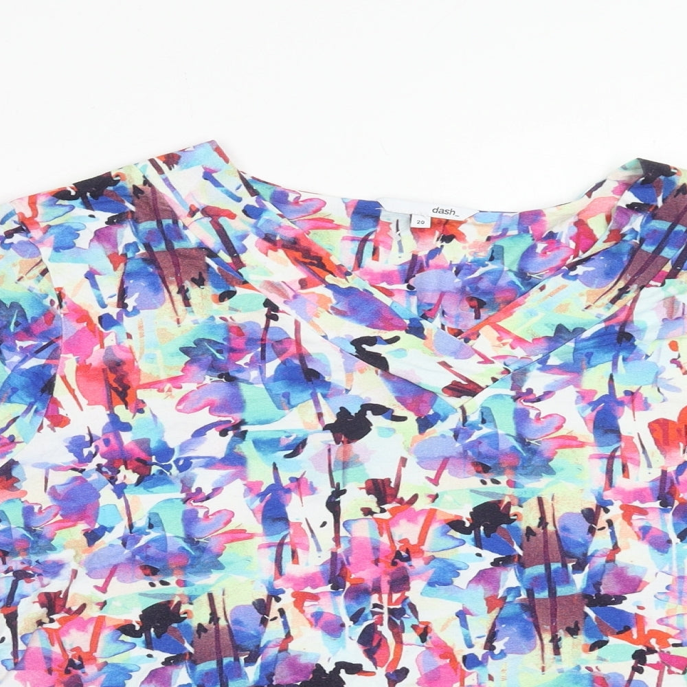 DASH Womens Multicoloured Geometric Viscose Basic Blouse Size 20 V-Neck
