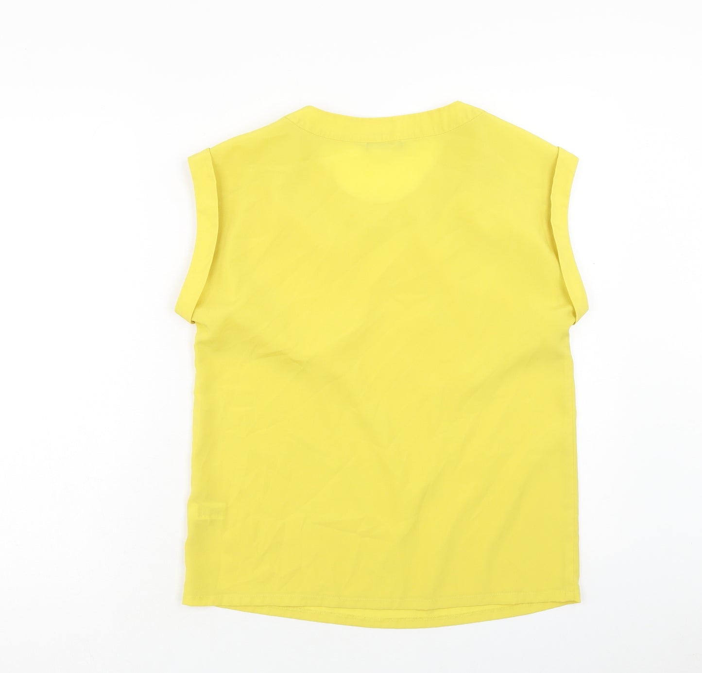 TU Womens Yellow Polyester Basic T-Shirt Size 8 Round Neck