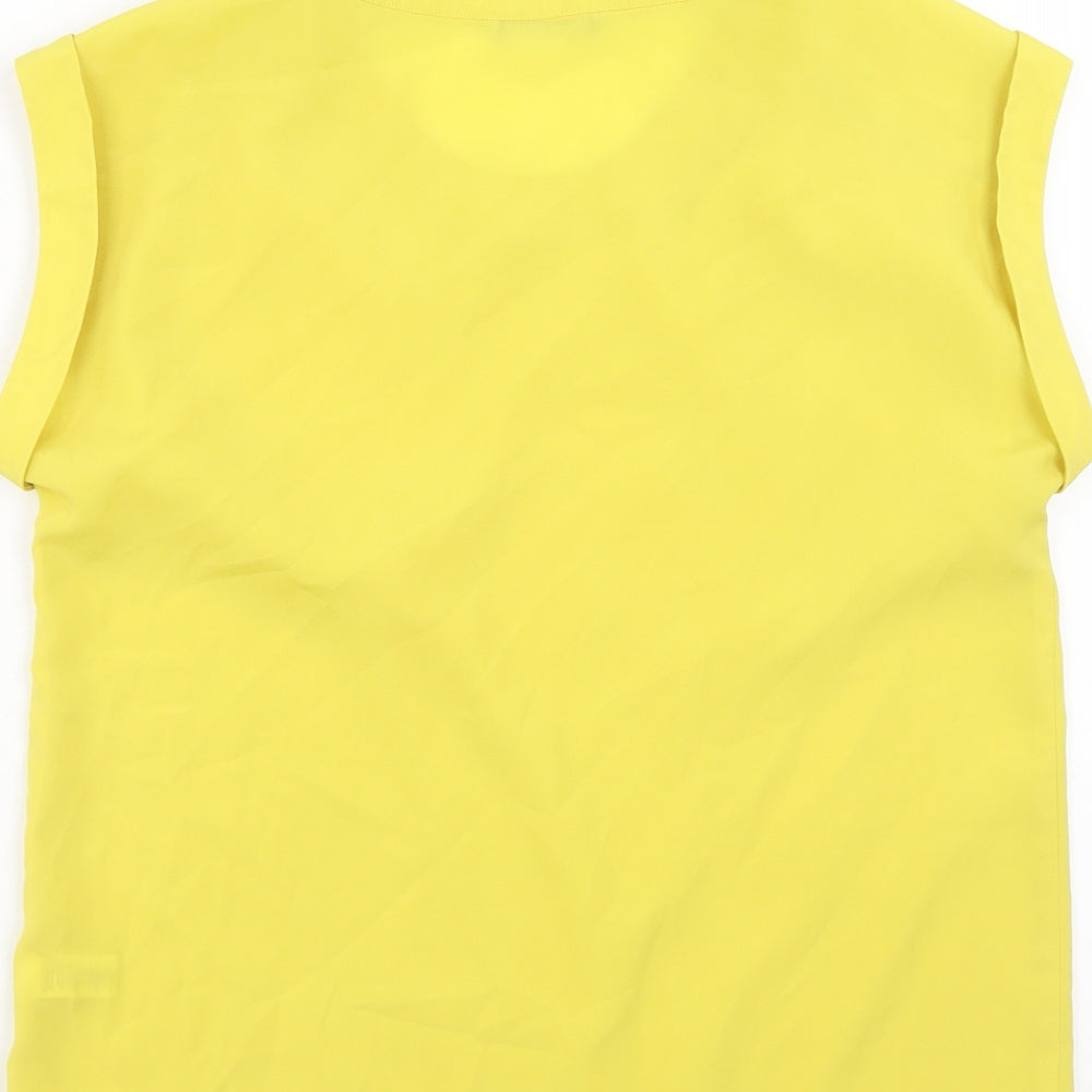 TU Womens Yellow Polyester Basic T-Shirt Size 8 Round Neck